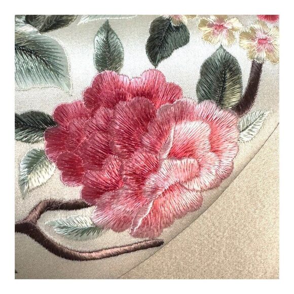 Traska Silk Floral Embroidered Clutch Purse Gold Chain Strap Satin Finish VTG - Picture 13 of 14